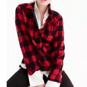 J.CREW Buffalo Plaid Wool Blend Pullover Red Sz M very worm